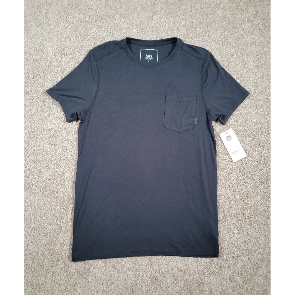 Saxx Shirt Mens Small Sleepwalker Short Sleeve Pocket Tee Dark Gray Cooling NWT